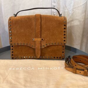 Rebecca Minkoff Brown Suede Studded Top Handle Bag